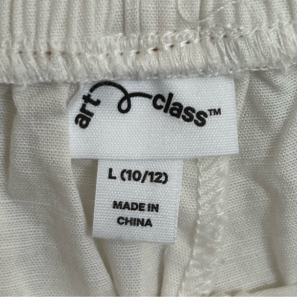 Girls' Art Class High-Rise Wide Leg Jeans White Contrast Stitching Size Large 10 - Picture 8 of 11